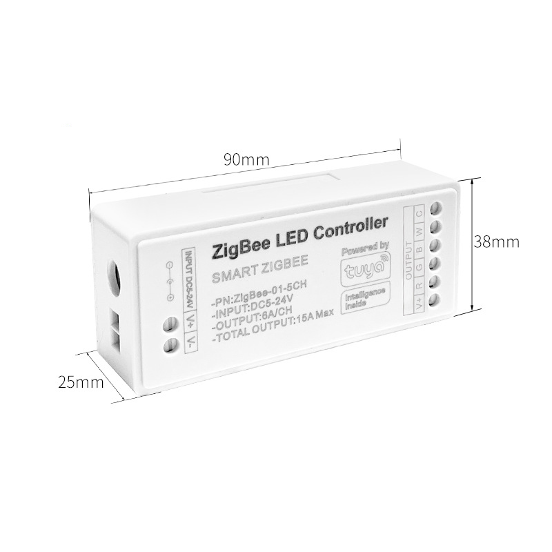 DC5-24V Zigbee RGB/RGBW/RGBCW/CCT Inteligentní LED pásková světla Bezdrátový ovladač stmívače Práce s Echo plus/SmartThings/Hue DC5-24V Zigbee RGB/RGBW/RGBCW/CCT Inteligentní LED pásková světla Bezdrátový ovladač stmívače Práce s Echo plus/SmartThings/Hue