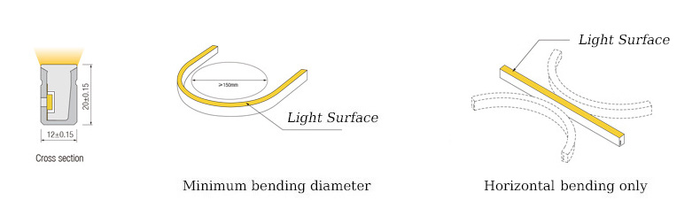 12 * 20 mm dimmbarer LED-Neon-Flex-Lichtstreifen