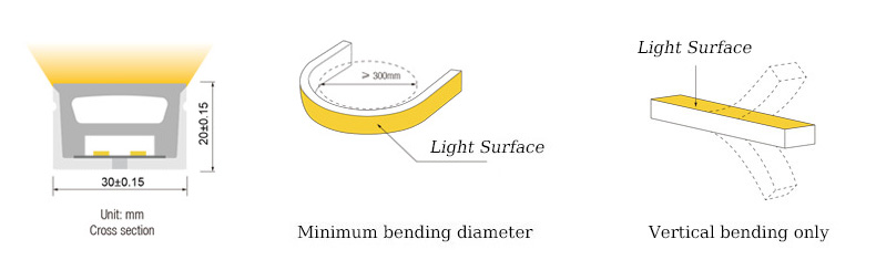 DC24V 30*20mm Wide Flexible LED Neon Strip Light