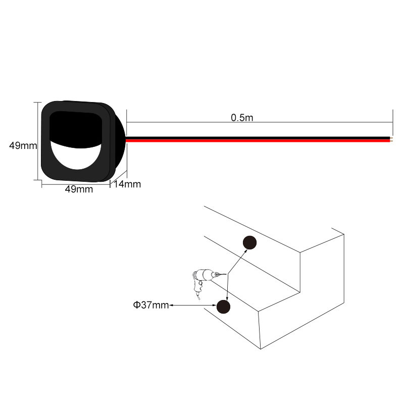 DC24V Mini-Einbaumontage 2700K 4000K 6000K Treppen-LED-Leuchten, 2 Stück/Packung DC24V Mini-Einbaumontage 2700K 4000K 6000K Treppen-LED-Leuchten, 2 Stück/Packung