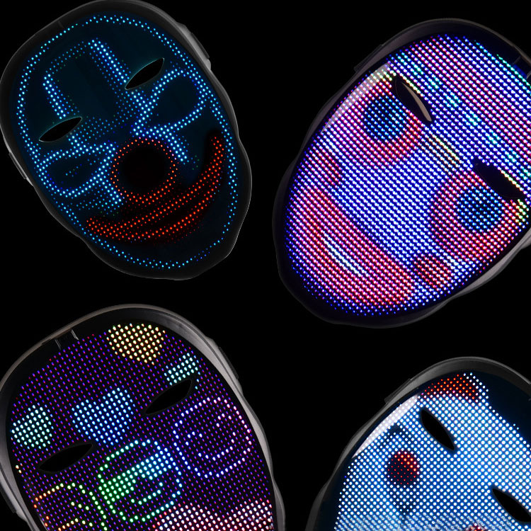 Gesichtsverändernde LED-Halloween-Maske mit Bluetooth-App, batteriebetrieben/wiederaufladbar Gesichtsverändernde LED-Halloween-Maske mit Bluetooth-App, batteriebetrieben/wiederaufladbar