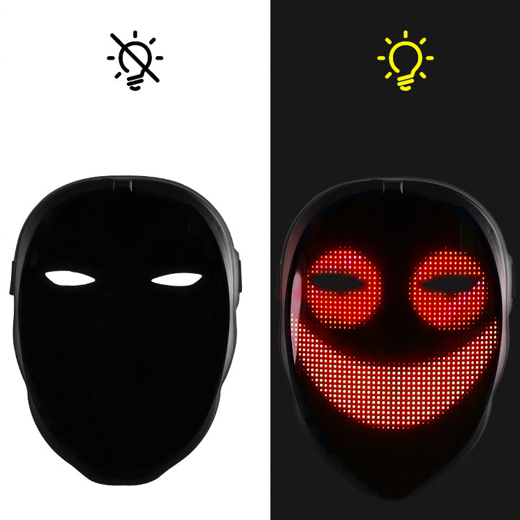 Gesichtsverändernde LED-Halloween-Maske mit Bluetooth-App, batteriebetrieben/wiederaufladbar Gesichtsverändernde LED-Halloween-Maske mit Bluetooth-App, batteriebetrieben/wiederaufladbar