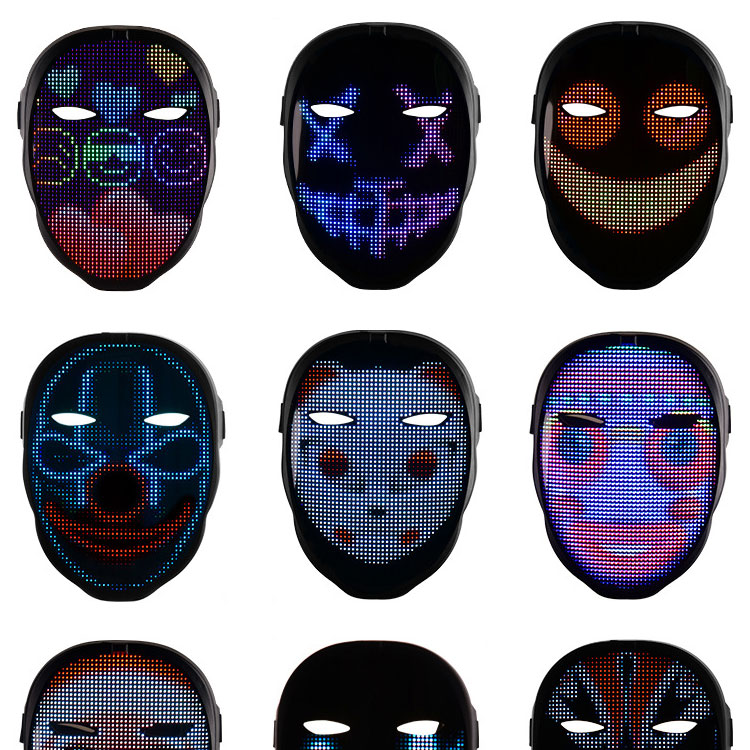 Gesichtsverändernde LED-Halloween-Maske mit Bluetooth-App, batteriebetrieben/wiederaufladbar Gesichtsverändernde LED-Halloween-Maske mit Bluetooth-App, batteriebetrieben/wiederaufladbar
