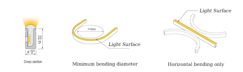 DC12V Super Narrow 6*12mm SMD2835 Single Color Flexible Neon LED Tube  Lights, 120LEDs/m 1m/3.28Ft Per roll