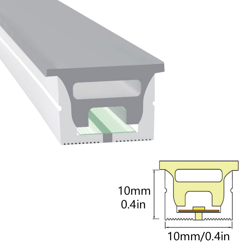 1010 Flexibilní silikonový LED kanál s přírubou pro 5mm tenké LED pásky, plně svítící nahoře 1010 Flexibilní silikonový LED kanál s přírubou pro 5mm tenké LED pásky, plně svítící nahoře