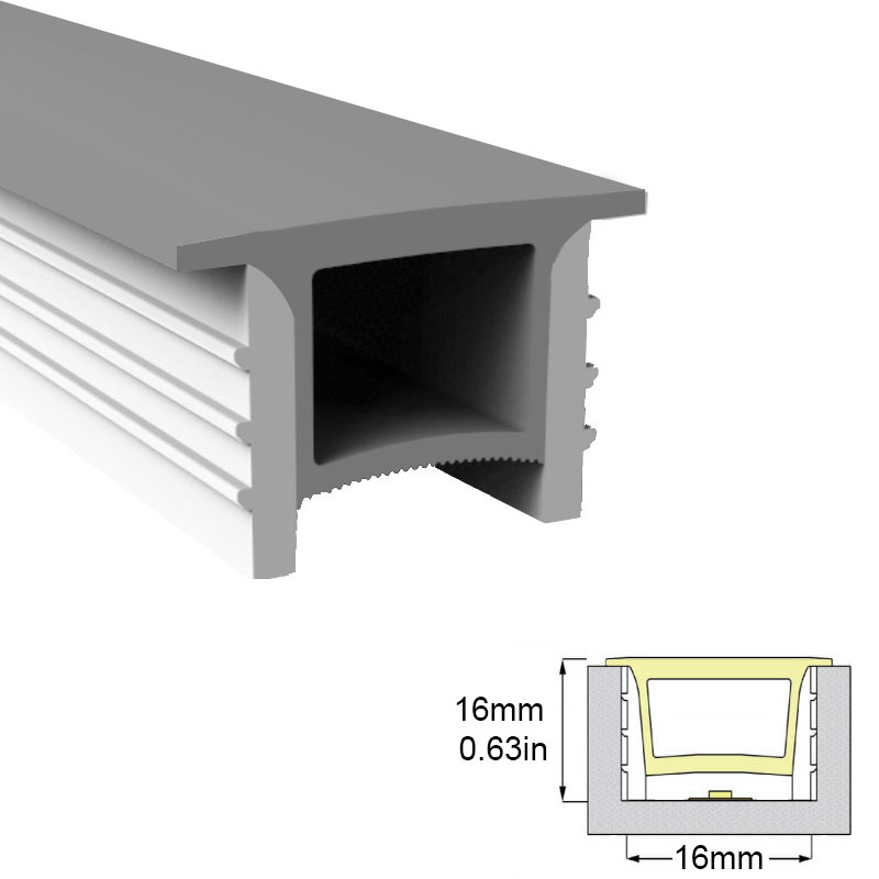 3020 Recessed Flexible Silicone LED Light Strip Cover, No Flanges