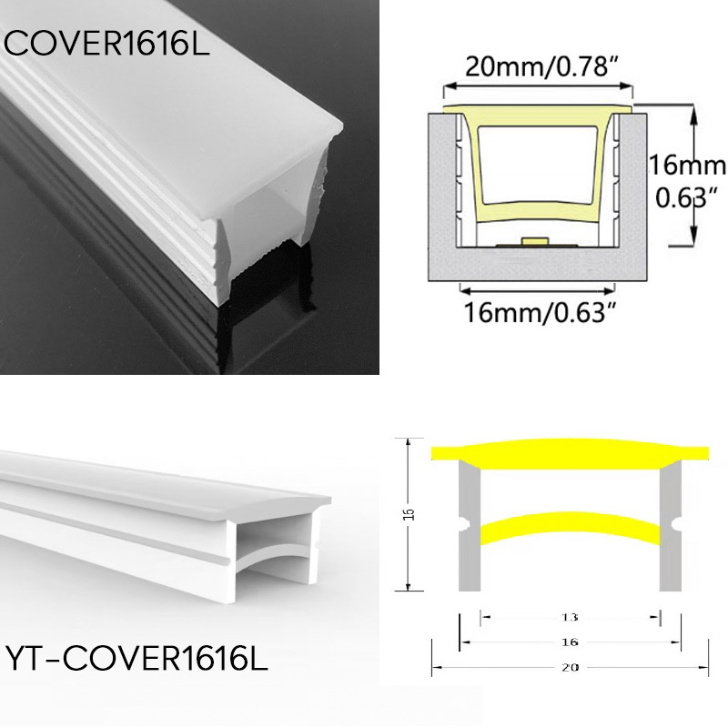 16*16mm Whole Top Glow Silicone Flexible LED Strip Cover Diffuser