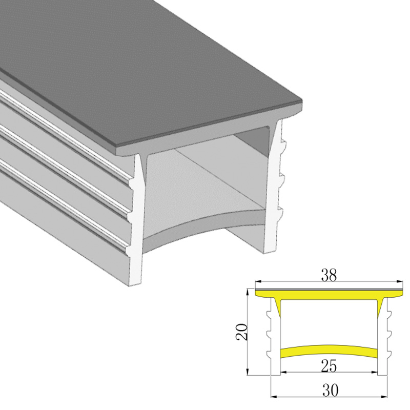 20mm LED páskový difuzor Černý silikonový kryt světla
