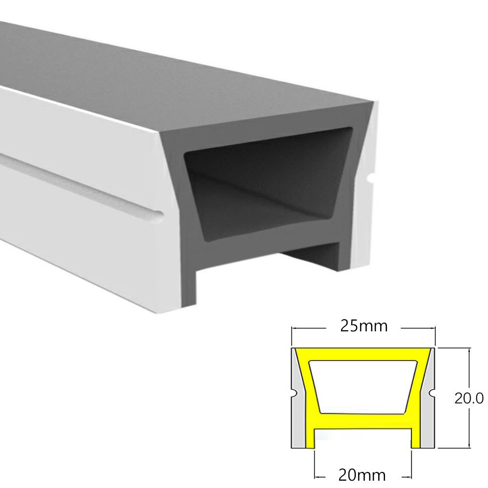 25 x 20 mm Silikon-LED-Streifenabdeckung, Diffusor, kein Flansch, keine Unterseite für 15 mm Leiterplatte 25 x 20 mm Silikon-LED-Streifenabdeckung, Diffusor, kein Flansch, keine Unterseite für 15 mm Leiterplatte