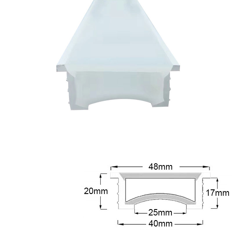 4020 Silikon-LED-Streifenabdeckung mit weißem Flansch für 20-mm-Lichtbänder