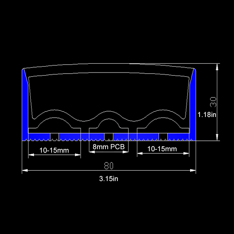 80 * 30 mm velké silikonové pouzdro na LED pásek se šířkou PCB 10-15 mm 80 * 30 mm velké silikonové pouzdro na LED pásek se šířkou PCB 10-15 mm