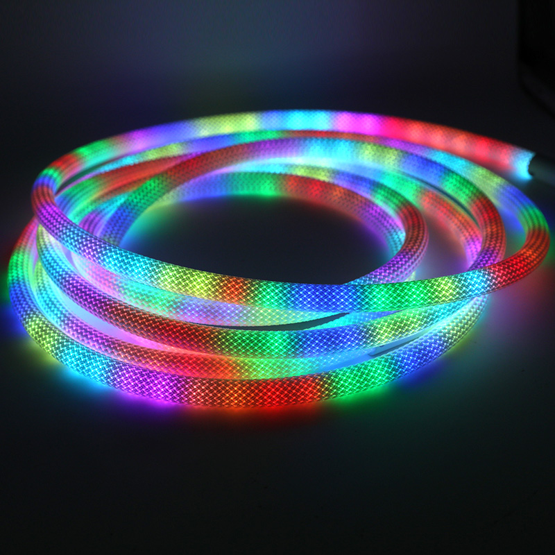 Opletený adresovatelný RGB LED proužek neonového světla kulatý Opletený adresovatelný RGB LED proužek neonového světla kulatý