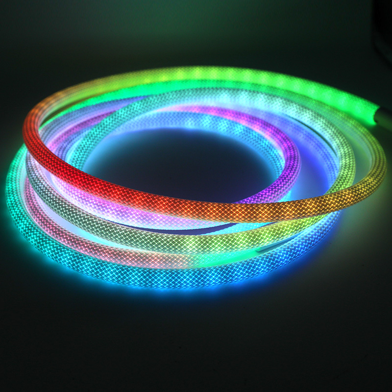 Opletený adresovatelný RGB LED proužek neonového světla kulatý Opletený adresovatelný RGB LED proužek neonového světla kulatý