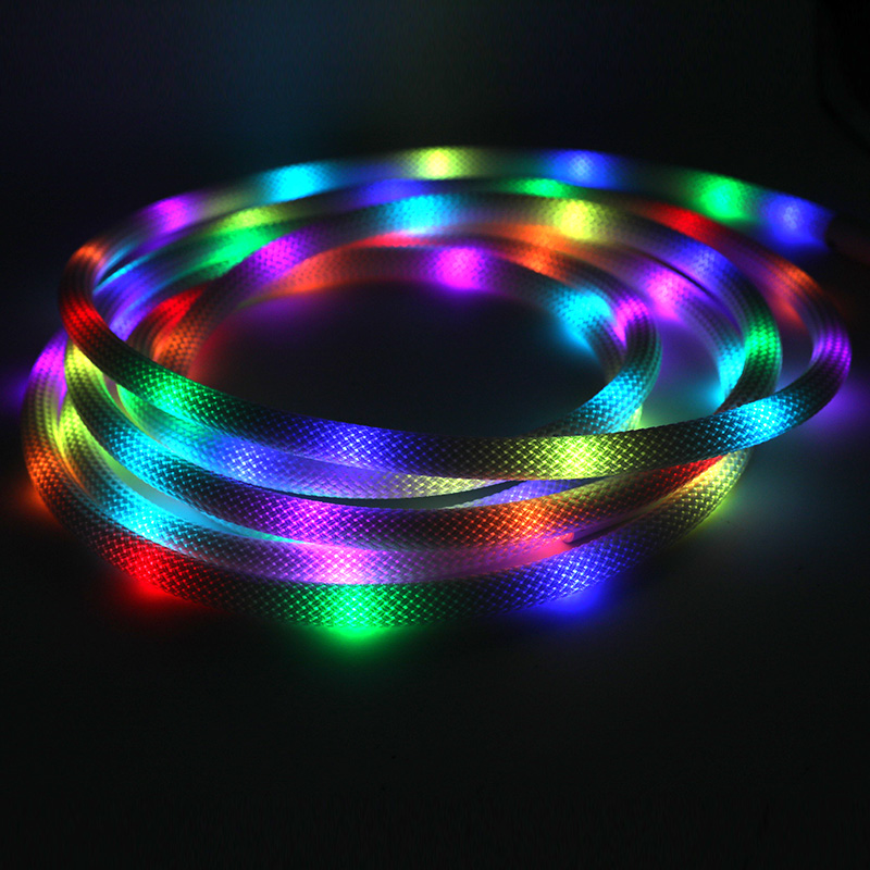 Opletený adresovatelný RGB LED proužek neonového světla kulatý Opletený adresovatelný RGB LED proužek neonového světla kulatý