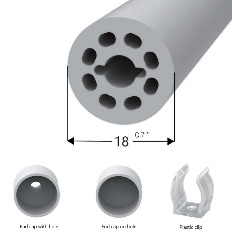 D18 Kruhová 360° ohebná 8mm trubice s LED páskem D18 Kruhová 360° ohebná 8mm trubice s LED páskem