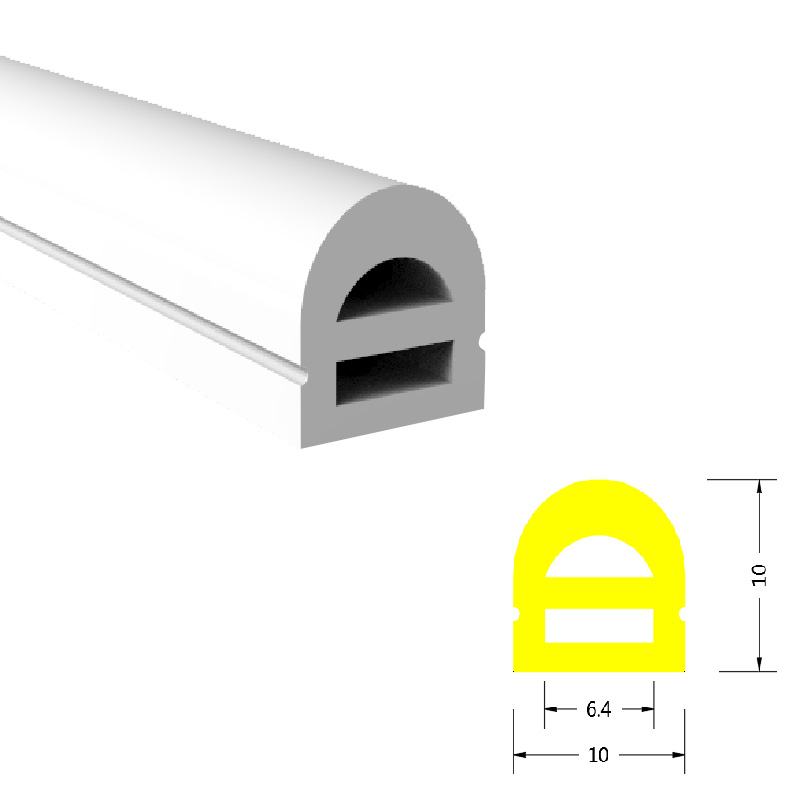 Dome-Top-Silikon-LED-Profil für 5-mm-LED-Streifenlicht – 10 x 10 mm, 180° nach oben emittierend