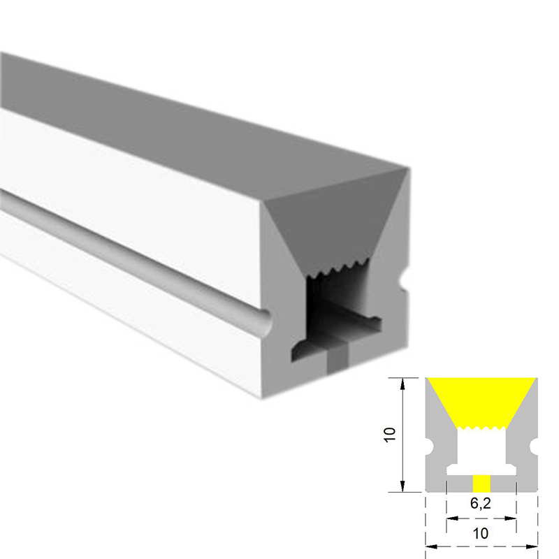 Silikonový flexibilní LED pásek Světelný kanál pro 5mm LED pásek - 10*10mm 120° horní vyzařování