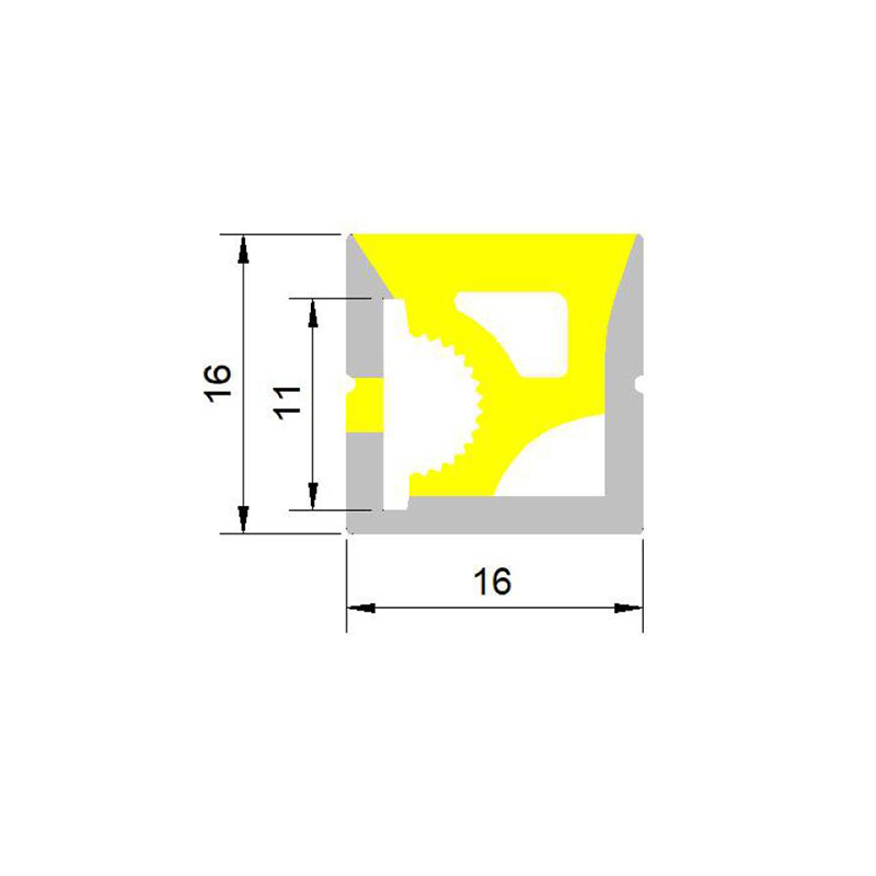 Flex-LED-Neonröhre, wasserdichtes Silikon-LED-Profil, 120° seitlich emittierend, 16 x 16 mm Flex-LED-Neonröhre, wasserdichtes Silikon-LED-Profil, 120° seitlich emittierend, 16 x 16 mm
