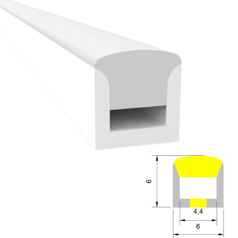 Měkká silikonová trubice difuzoru světla pro 3mm tenký LED pásek 180° horní vyzařování 06*06mm Měkká silikonová trubice difuzoru světla pro 3mm tenký LED pásek 180° horní vyzařování 06*06mm