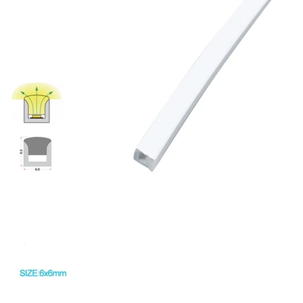 Měkká silikonová trubice difuzoru světla pro 3mm tenký LED pásek 180° horní vyzařování 06*06mm Měkká silikonová trubice difuzoru světla pro 3mm tenký LED pásek 180° horní vyzařování 06*06mm