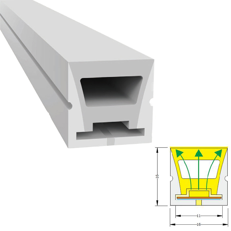 LED-Flex-Leuchtreklamen, Silikon-LED-Kanal für den Außenbereich, 120°, oben emittierend, 16 x 16 mm