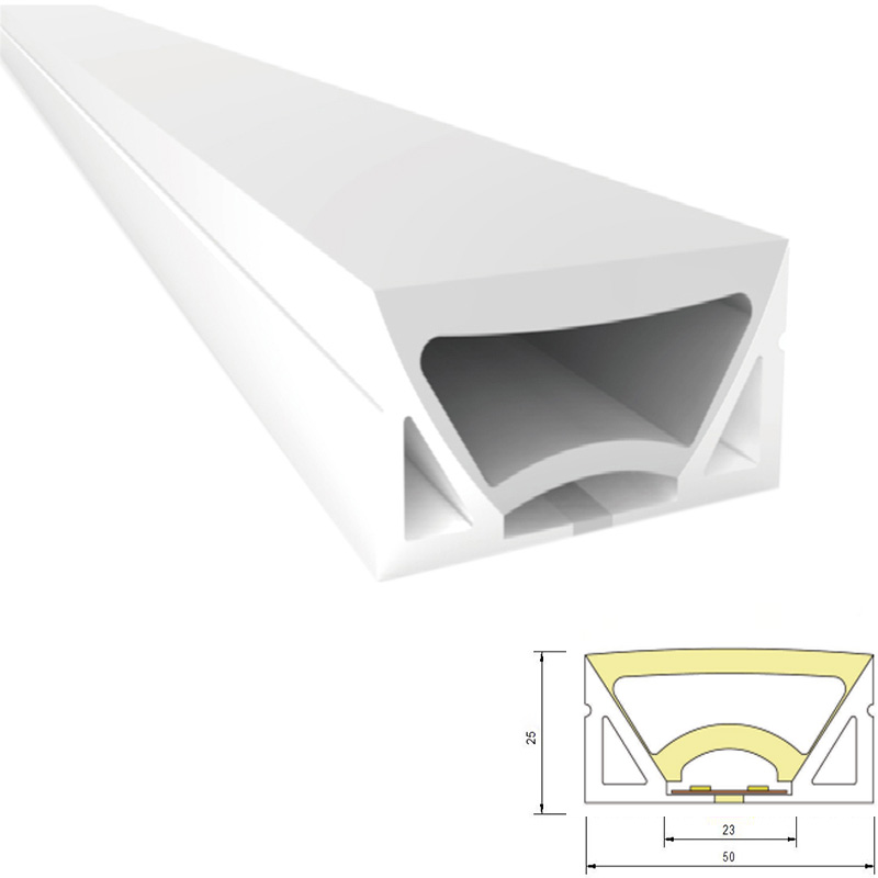 Großer LED-Lichtstreifenkanal aus Silikon für 20-mm-LED-Streifen – 50 x 25 mm, 120 ° nach oben emittierend