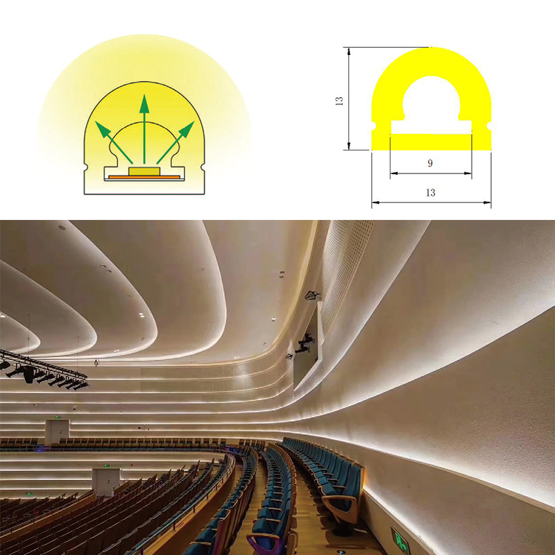 13*13mm 180° horní vyzařující silikonová rozptýlená světelná trubice pro 8mm LED světelné pásy 13*13mm 180° horní vyzařující silikonová rozptýlená světelná trubice pro 8mm LED světelné pásy