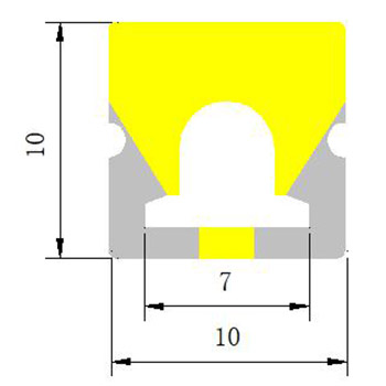 Vodotěsná LED silikonová trubice rozptýlené LED světlo 180°, tři strany vyzařující 10*10mm Vodotěsná LED silikonová trubice rozptýlené LED světlo 180°, tři strany vyzařující 10*10mm