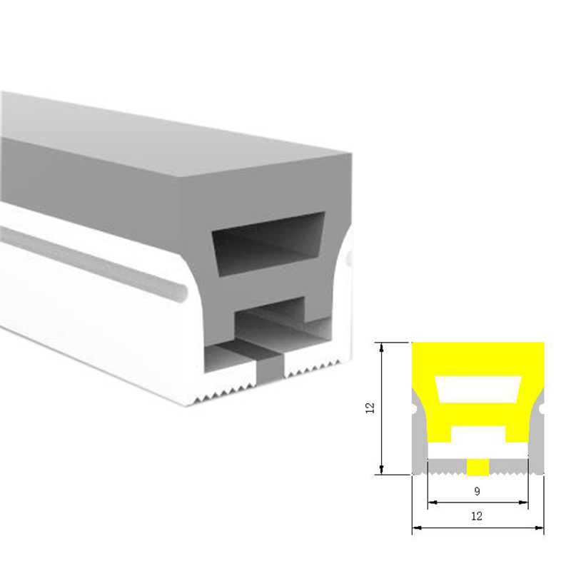 Flexibler Silikon-LED-Streifendiffusor für 8 mm LED-Streifen – 12 x 12 mm, drei Seiten, 180° nach oben emittierend
