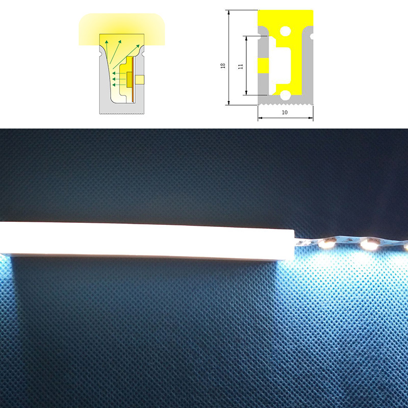 Flexibilní LED světelná silikonová trubice vodotěsná 180° boční vyzařování 10*18mm Flexibilní LED světelná silikonová trubice vodotěsná 180° boční vyzařování 10*18mm