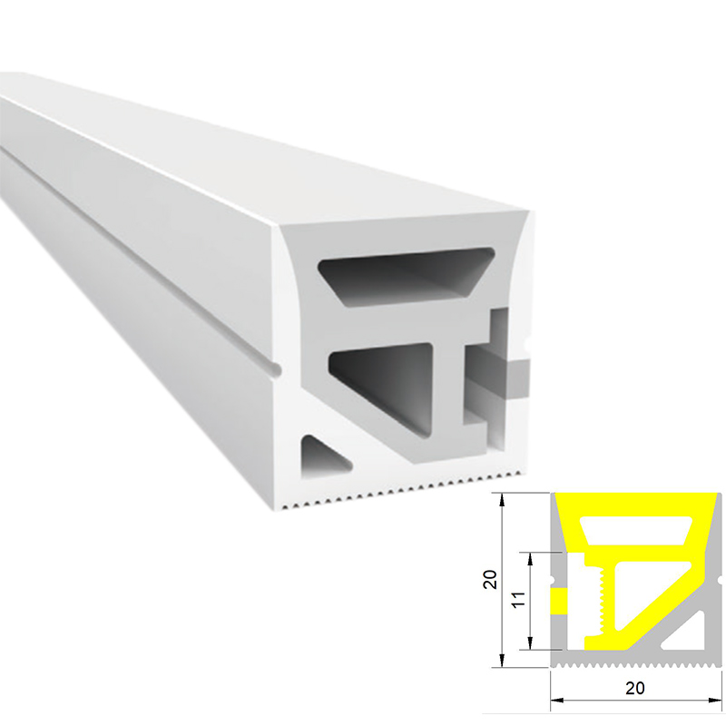 Silikonový LED kanál Flexibilní profil pro 10mm LED světelné pásy - 20*20mm 120° boční vyzařování