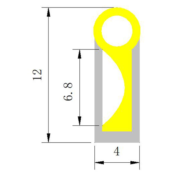Flexibles Silikon-LED-Profil für 5 mm schmale LED-Streifen – 04 x 12 mm, 120° seitlich emittierend Flexibles Silikon-LED-Profil für 5 mm schmale LED-Streifen – 04 x 12 mm, 120° seitlich emittierend