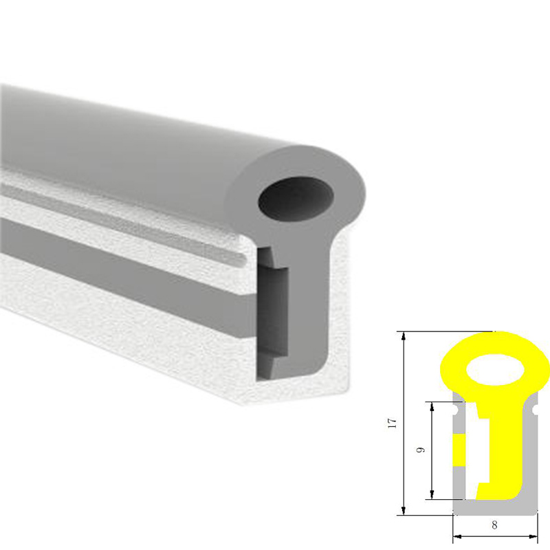 Flexibler Silikon-LED-Außenkanal für 8-mm-LED-Streifen – 08 x 17 mm, 270° seitlich abstrahlend