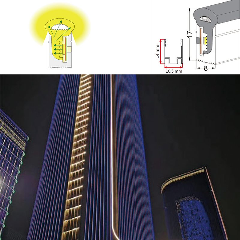 Flexibilní silikonový venkovní LED kanál pro 8mm LED páskové světlo - 08*17mm 270° boční vyzařování Flexibilní silikonový venkovní LED kanál pro 8mm LED páskové světlo - 08*17mm 270° boční vyzařování