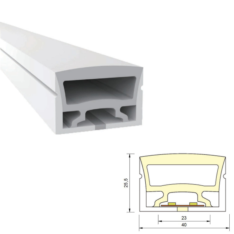 Großer Silikon-LED-Streifenkanal, wasserdicht für 20 mm LED-Stirp-Licht – 40 x 25 mm, 120° nach oben emittierend