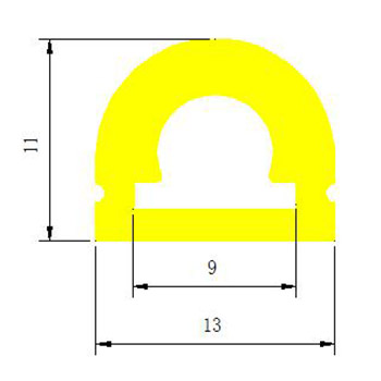 13*11mm 180° nach oben emittierender Silikon-Lichtdiffusor für 8mm LED-Lichtstreifen 13*11mm 180° nach oben emittierender Silikon-Lichtdiffusor für 8mm LED-Lichtstreifen