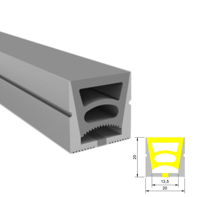 Silikonový difuzor Venkovní LED páskový světelný kanál 120° horní vyzařování 20*20mm