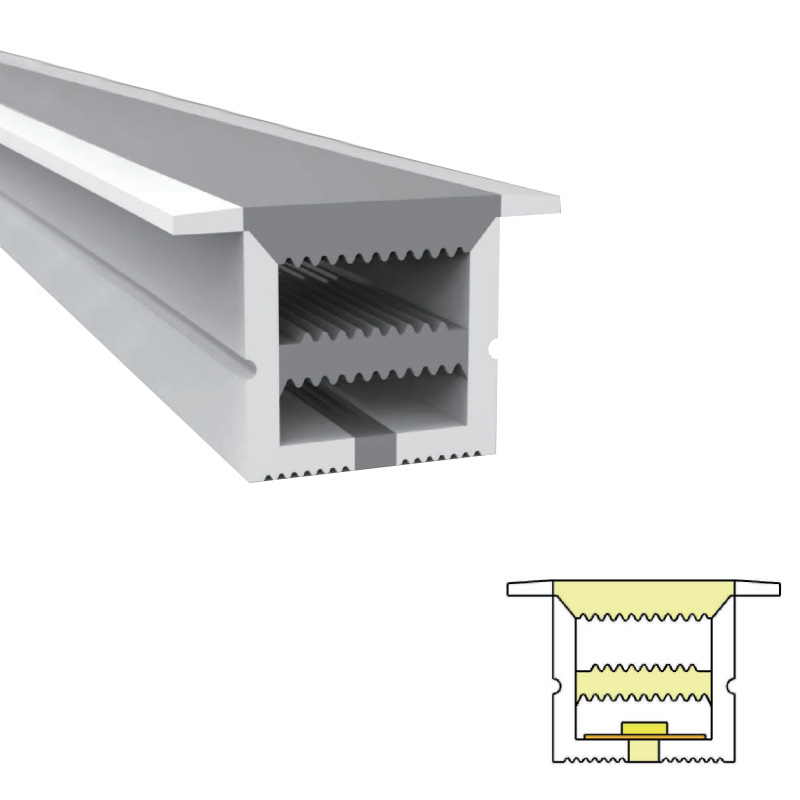 Flexibler Silikon-LED-Kanal mit weißem Flansch für 8 mm LED-Streifen – 12 x 12 mm, 120° nach oben emittierend