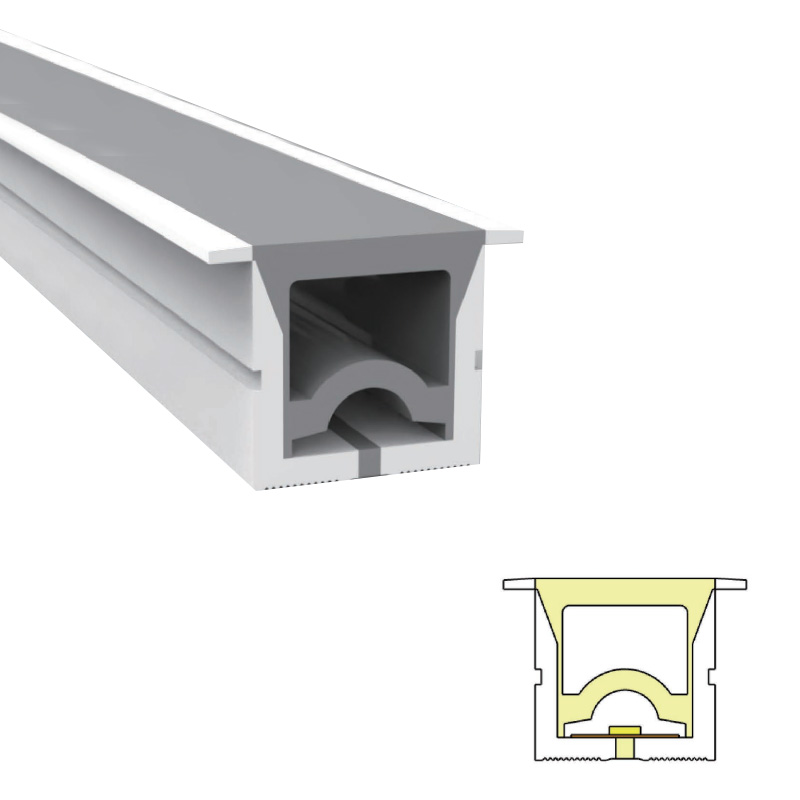 Flexibles Silikon-LED-Profil mit Flansch für 10/12 mm LED-Streifenlichter – 20 x 20 mm, 120° nach oben emittierend
