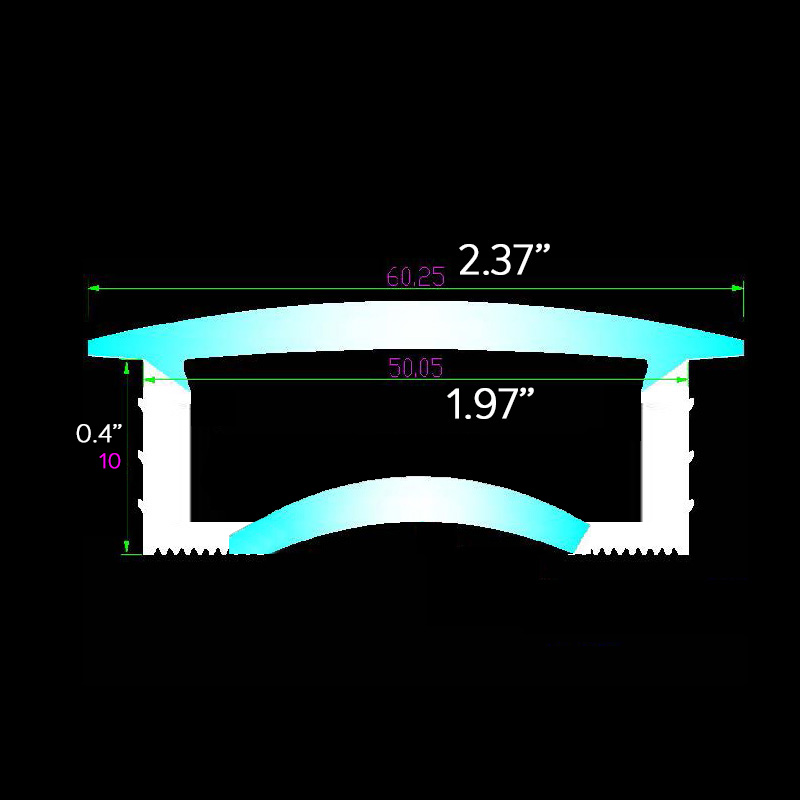 Trimless versenkte Silikon-Neon-LED-Lichtabdeckung mit Flansch – 60 mm Lichtweg