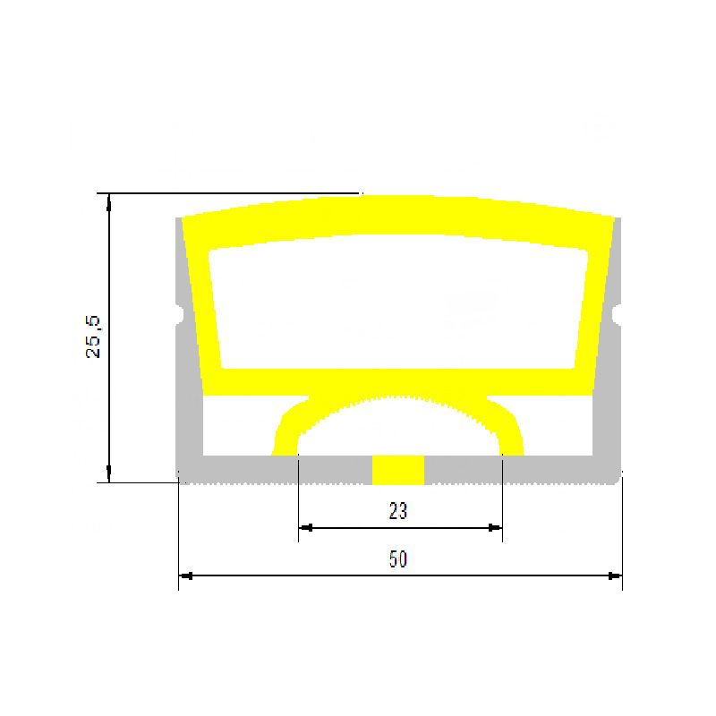 Velký silikonový flexibilní LED profil pro 20mm LED pásková světla – 50*25 mm 120° horní vyzařování Velký silikonový flexibilní LED profil pro 20mm LED pásková světla – 50*25 mm 120° horní vyzařování
