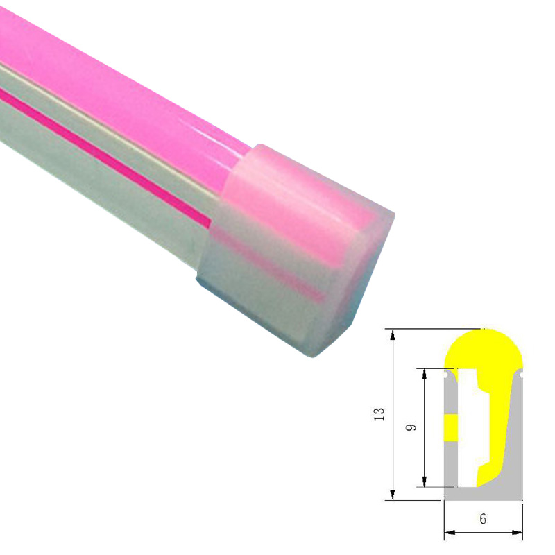 Růžový neonový nápis silikonový LED difuzor pro 8mm LED pásky - 06*13mm 180° boční vyzařování