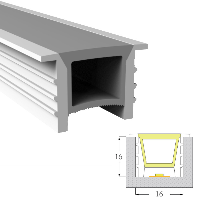 Silikonový LED pásek difuzor s bílou přírubou pro 12mm LED světelný pásek - 16*16mm 120° horní vyzařování
