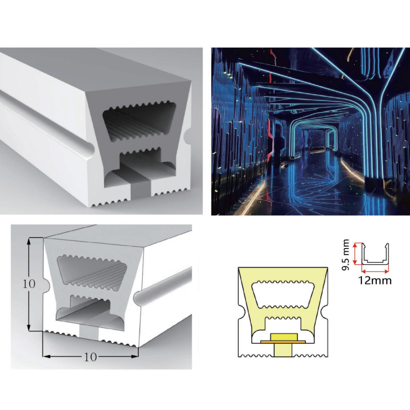 Silikon-LED-Lichtstreifenprofil für 5 mm dünne LED-Lichtstreifen – 10 x 10 mm, 120° nach oben emittierend Silikon-LED-Lichtstreifenprofil für 5 mm dünne LED-Lichtstreifen – 10 x 10 mm, 120° nach oben emittierend