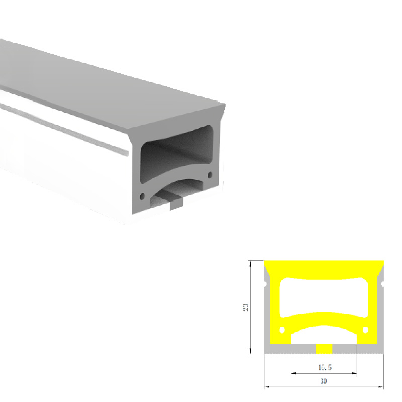 Profil silikonového LED pásku pro 15mm dvouřadý LED pásek – 30*20mm horní vyzařování