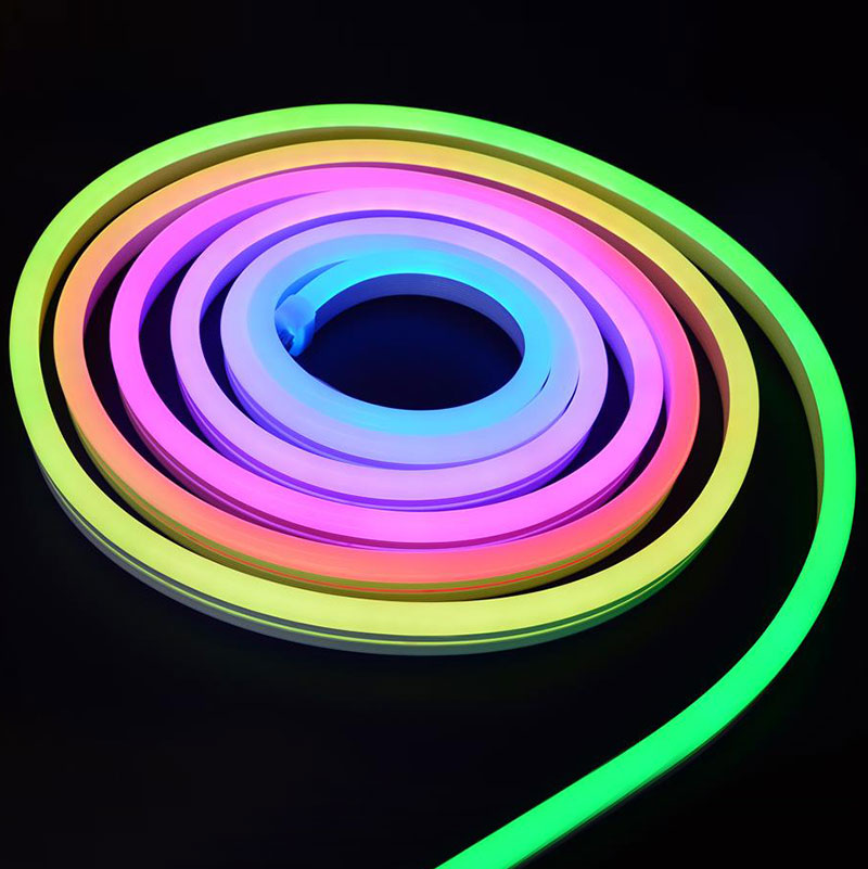 Sada venkovních flexibilních černých silikonových neonových LED pásků s adresovatelnými barvami RGB Sada venkovních flexibilních černých silikonových neonových LED pásků s adresovatelnými barvami RGB