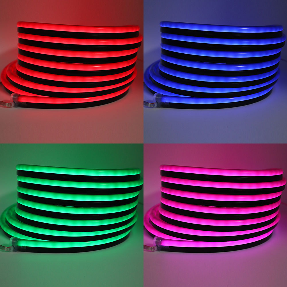 Sada venkovních flexibilních černých silikonových neonových LED pásků s adresovatelnými barvami RGB Sada venkovních flexibilních černých silikonových neonových LED pásků s adresovatelnými barvami RGB