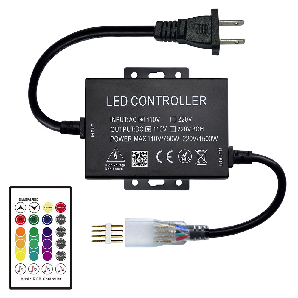 AC110-220V 1500W, RF 24Keys Musik-Controller, für Bühnenbeleuchtung, Barbeleuchtung, Anschluss 110V 220V Hochspannung 5050 3528 RGB LED-Streifenlichter AC110-220V 1500W, RF 24Keys Musik-Controller, für Bühnenbeleuchtung, Barbeleuchtung, Anschluss 110V 220V Hochspannung 5050 3528 RGB LED-Streifenlichter