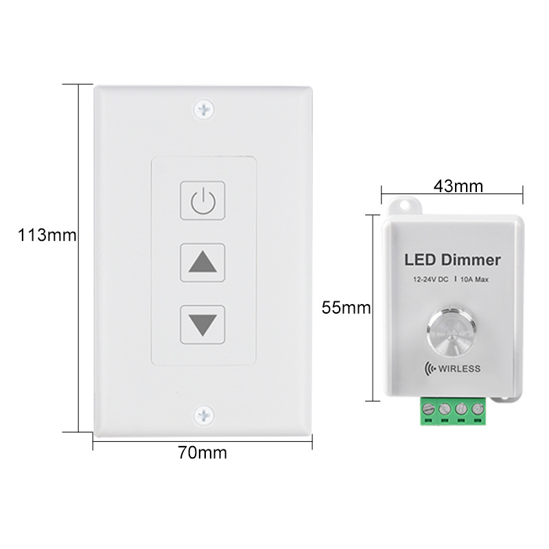 DC12-24V 10Amp Hochleistungs-Drehknopf-LED-Dimmerschalter mit kabellosem Wandpanel-Controller DC12-24V 10Amp Hochleistungs-Drehknopf-LED-Dimmerschalter mit kabellosem Wandpanel-Controller