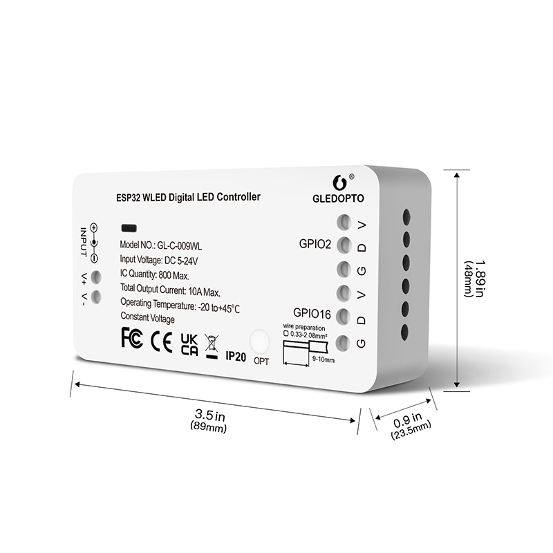 2portový datový 10A základní WiFi LED řadič ESP32 WLED pixelů 2portový datový 10A základní WiFi LED řadič ESP32 WLED pixelů